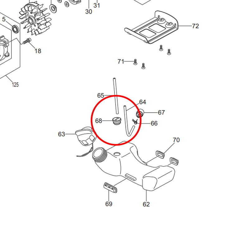 Schlauchdurchführung, Ersatzteil für MS-27 U & EM2600U Motorsense