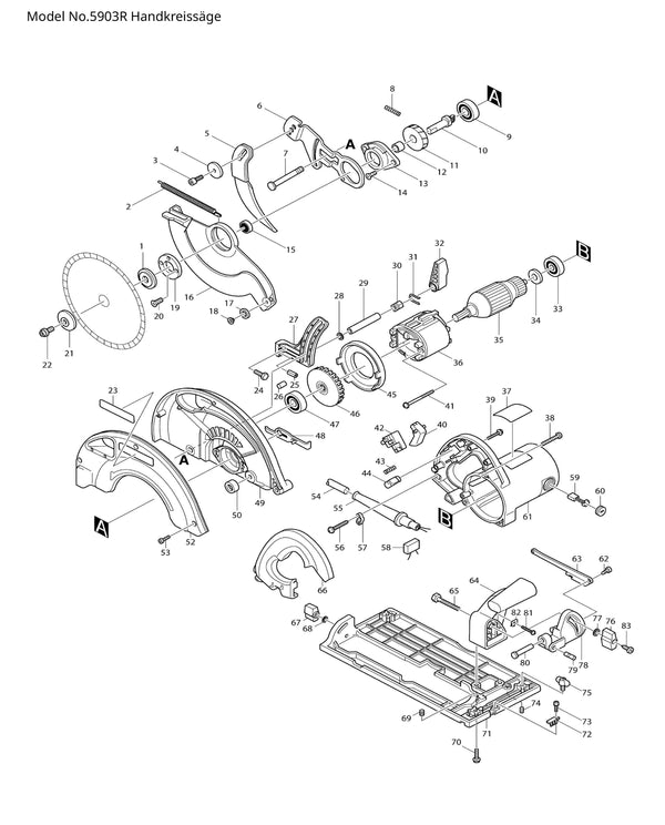 5903R Ersatzteile | Handkreissäge 230 V | Ersatzteilliste