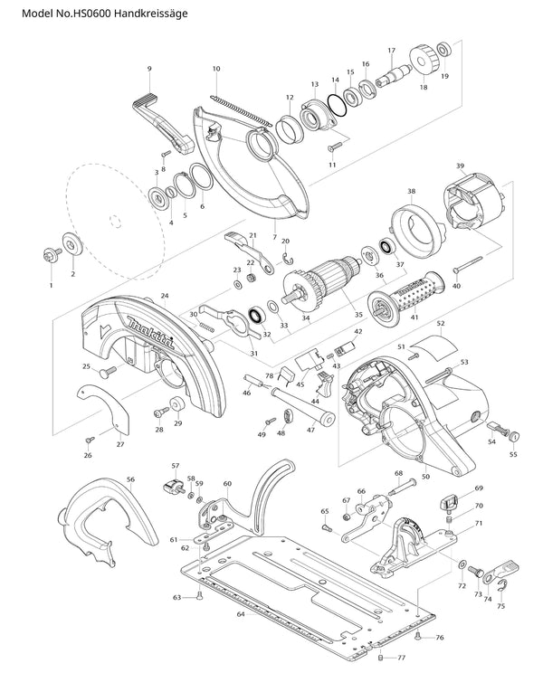 HS0600 Ersatzteile | Handkreissäge 230 V | Ersatzteilliste