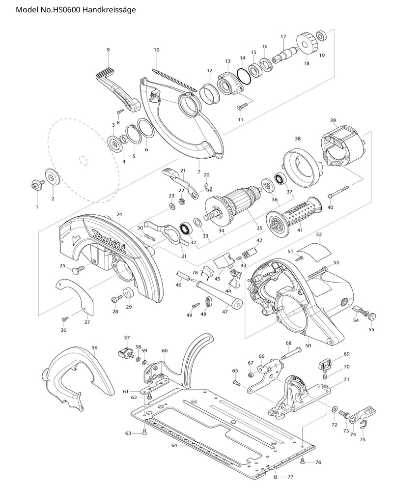 HS0600 Ersatzteile | Handkreissäge 230 V | Ersatzteilliste