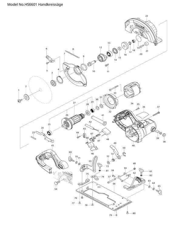 HS6601 Ersatzteile | Handkreissäge 230 V | Ersatzteilliste