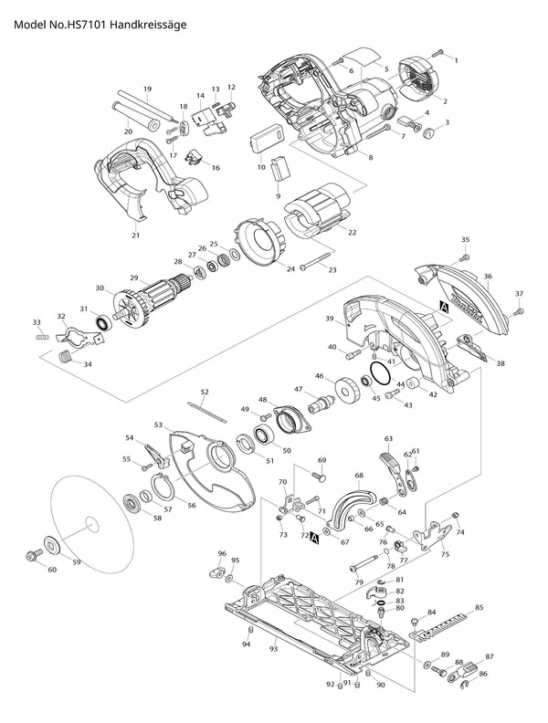 HS7101 Ersatzteile | Handkreissäge 230 V | Ersatzteilliste