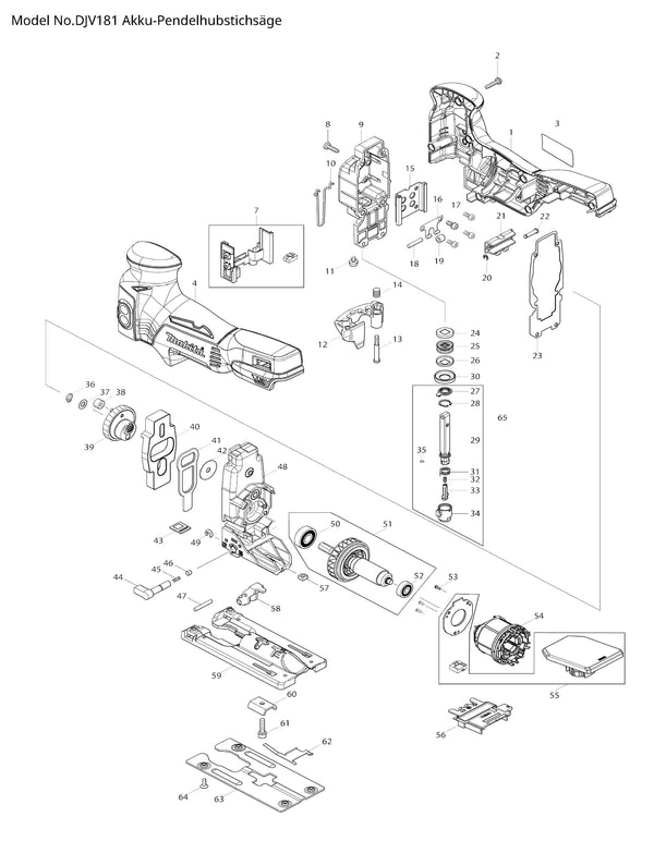 DJV181 Ersatzteile | Akku-Stichsäge 18 V | Ersatzteilliste
