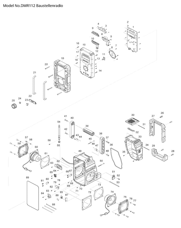 MR003G  Ersatzteile | Akku-Baustellenradio 12 V - 18 V | Ersatzteilliste