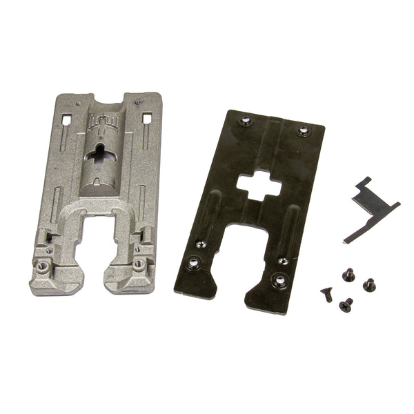 Grundplatte mit Metall-Einsatz, Blattfeder und 4 x Senkschrauben M4 x 8
