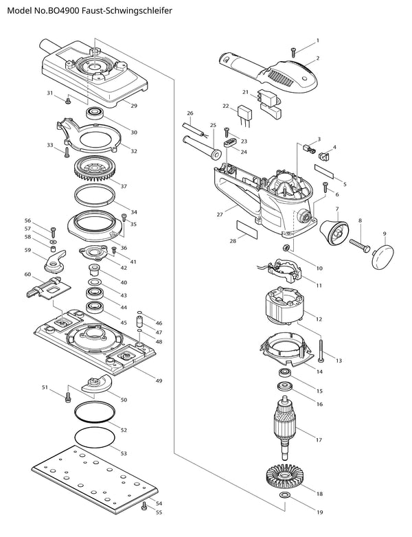 BO4900 Ersatzteile | Schwingschleifer 230 V | Ersatzteilliste