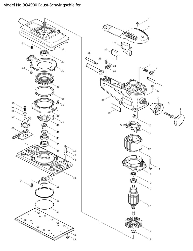 BO4900 Ersatzteile | Schwingschleifer 230 V | Ersatzteilliste