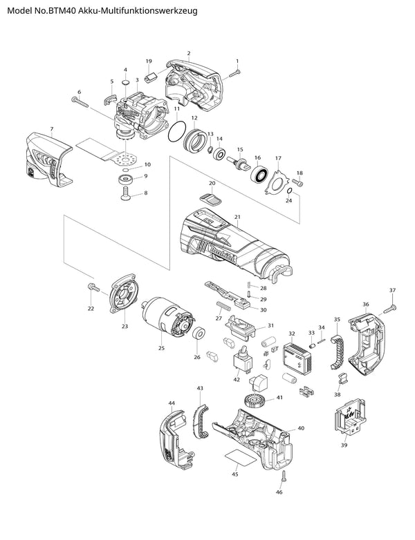 BTM40 Ersatzteile | Akku-Multifunktionswerkzeug 14,4 V | Ersatzteilliste