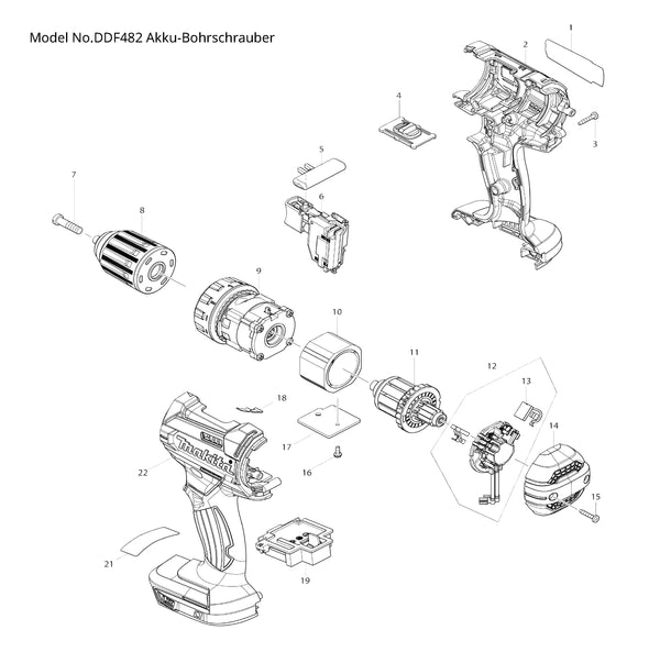 DDF482 Ersatzteile | Akku-Bohrschrauber 18 V | Ersatzteilliste