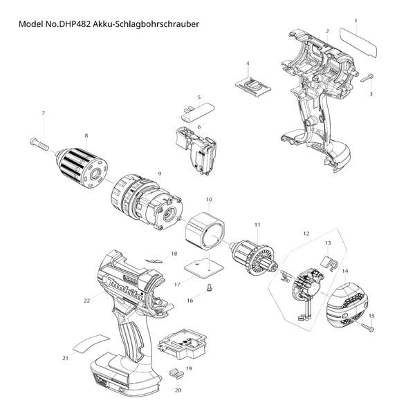 DHP482 Ersatzteile | Akku-Schlagbohrschrauber 18 V | Ersatzteilliste