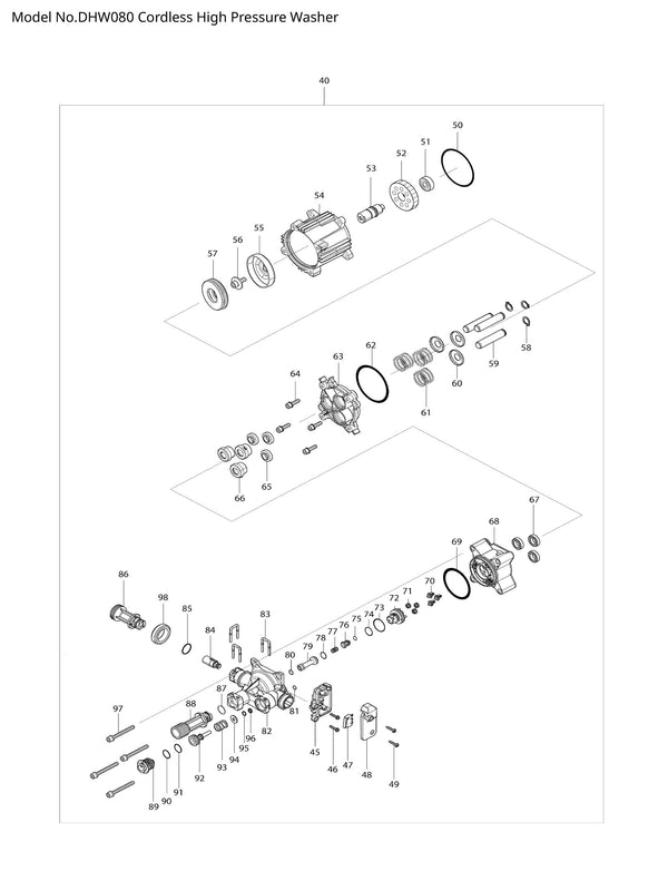 DHW080 Ersatzteile | Akku-Hochdruckreiniger 18 V | Ersatzteilliste