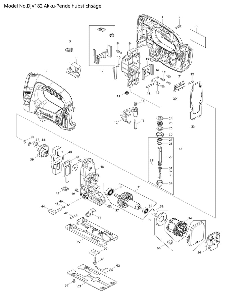 DJV182 Ersatzteile | Akku-Stichsäge 18 V | Ersatzteilliste