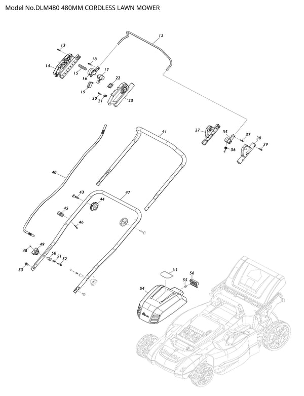 DLM480 Ersatzteile | Akku-Rasenmäher 18 V | Ersatzteilliste