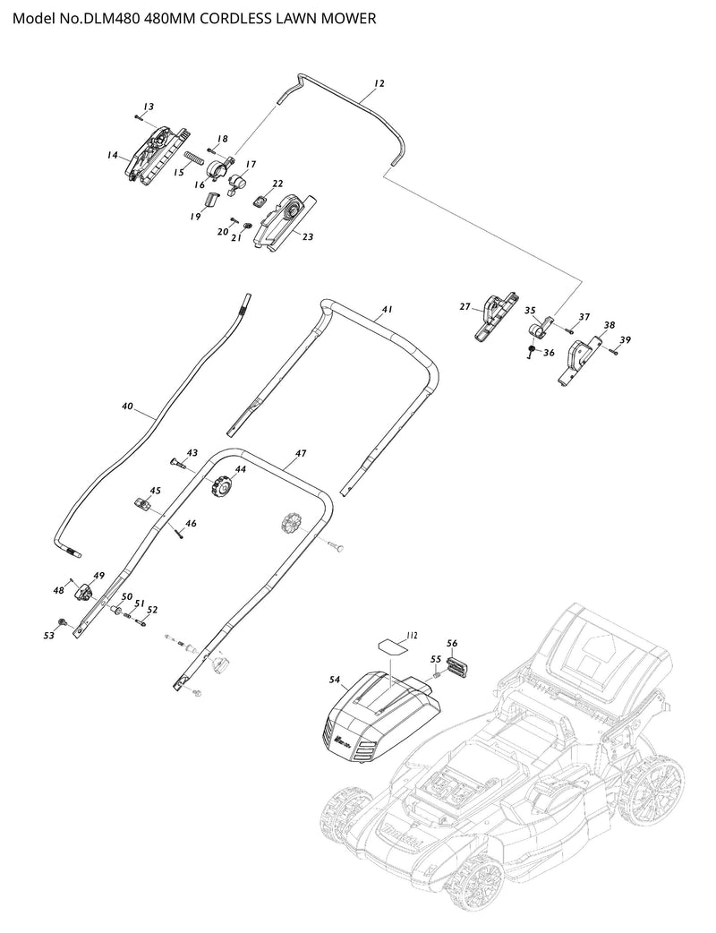 DLM480 Ersatzteile | Akku-Rasenmäher 18 V | Ersatzteilliste