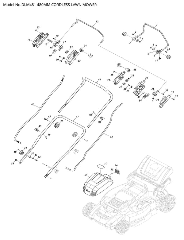 DLM481 Ersatzteile | Akku-Rasenmäher 18 V | Ersatzteilliste
