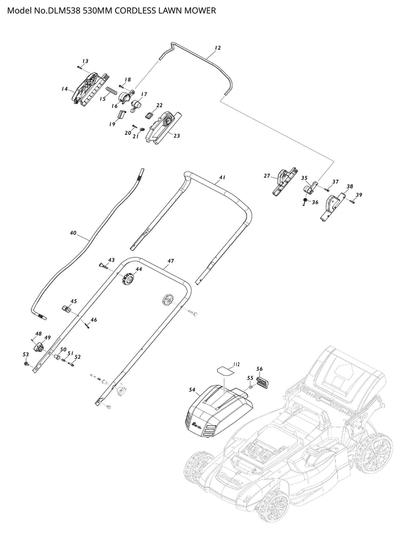 DLM538 Ersatzteile | Akku-Rasenmäher 18 V | Ersatzteilliste