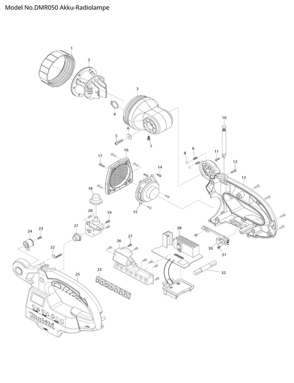 DMR050 Ersatzteile | Akku-Radiolampe 18 V / 14,4 V | Ersatzteilliste