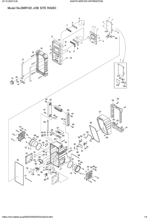 DMR102 Ersatzteile | Akku-Baustellenradio 7,2 V - 18 V | Ersatzteilliste