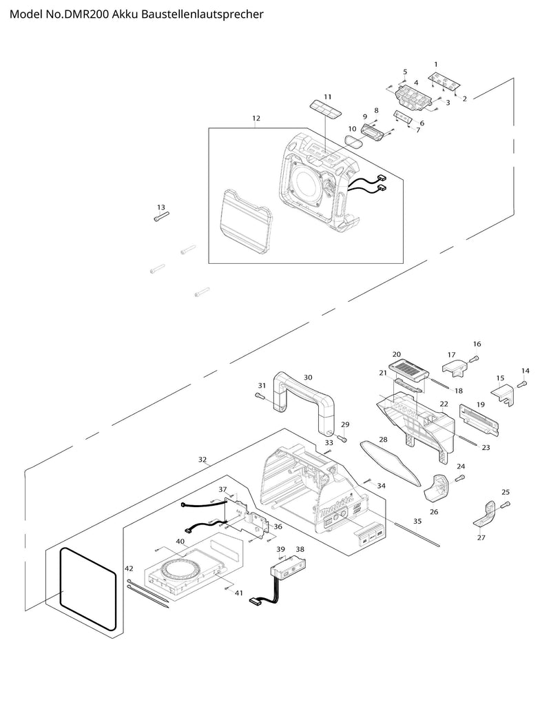 DMR200B Ersatzteile | Akku-Baustellenlautsprecher 10,8 V - 18 V | Ersatzteilliste