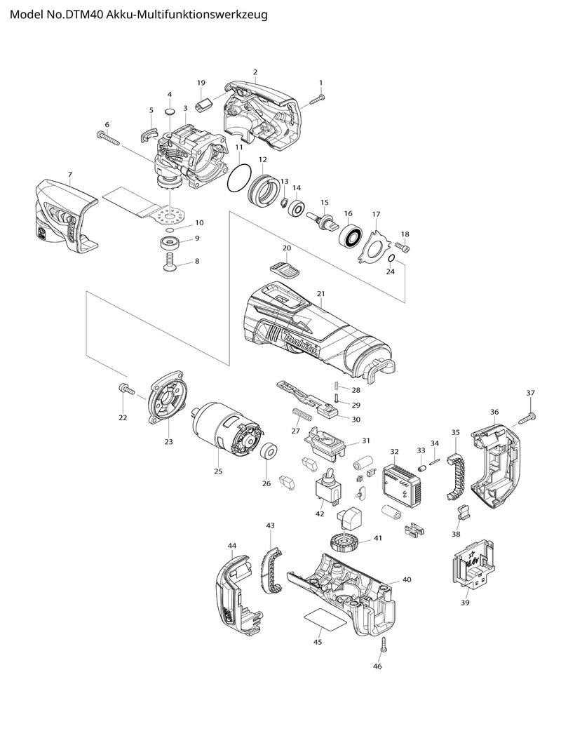 DTM40 Ersatzteile | Akku-Multifunktionswerkzeug 14,4 V | Ersatzteilliste