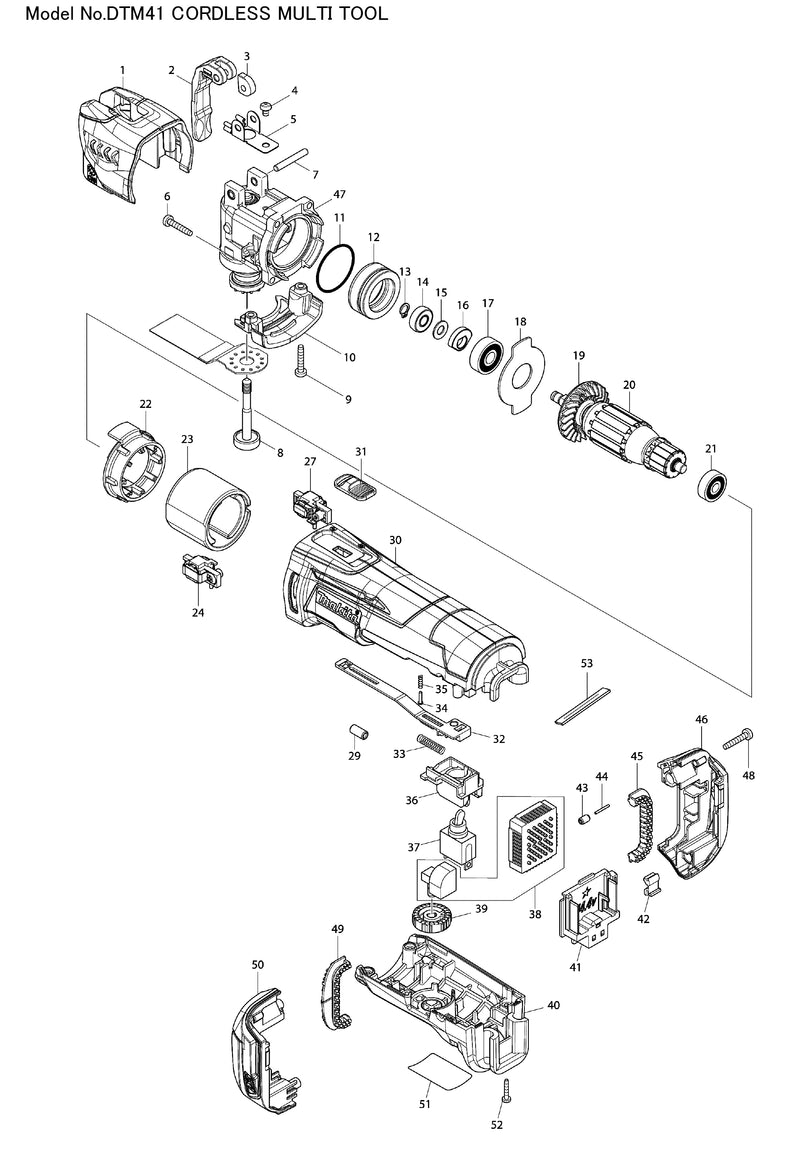 DTM41 Ersatzteile | Akku-Multifunktionswerkzeug 14,4 V | Ersatzteilliste