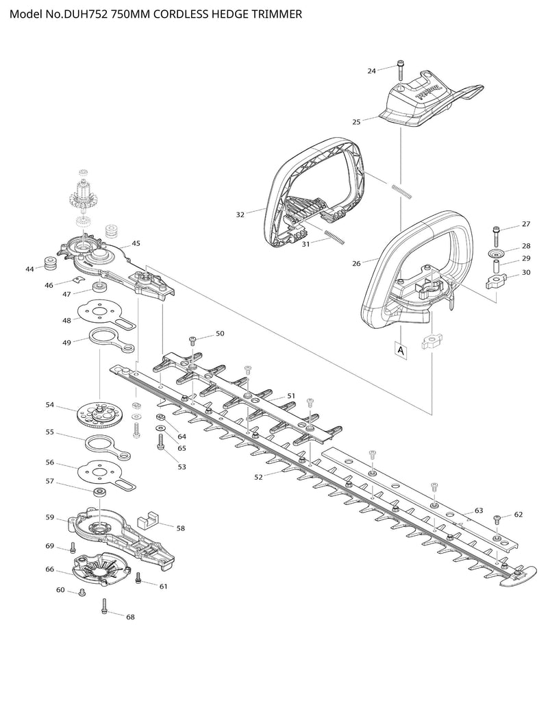 DUH752 Ersatzteile | Akku-Heckenschere 18 V | Ersatzteilliste