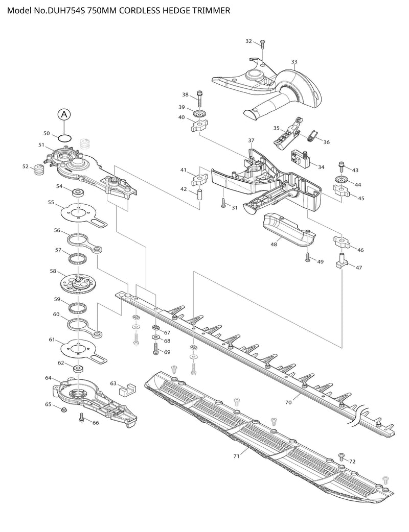 DUH754S Ersatzteile | Akku-Heckenschere 18 V | Ersatzteilliste