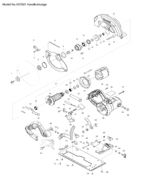 HS7601 Ersatzteile | Handkreissäge | Ersatzteilliste