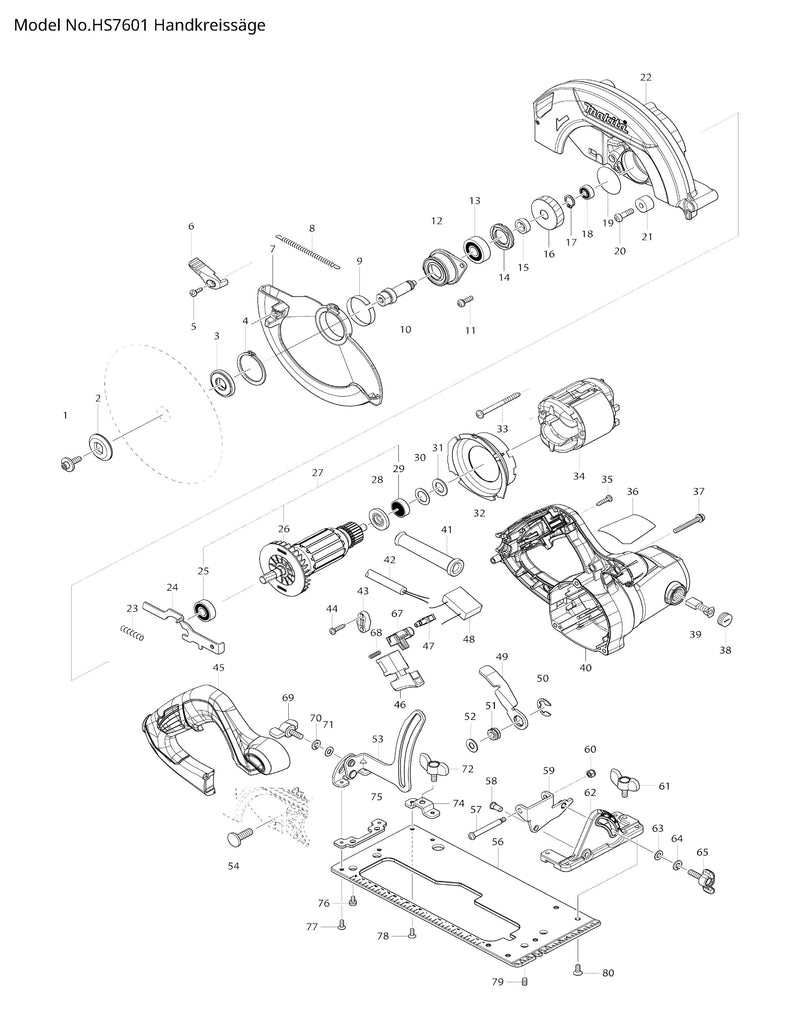 HS7601 Ersatzteile | Handkreissäge | Ersatzteilliste