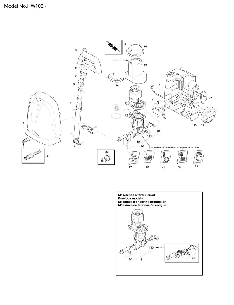 HW102 Ersatzteile | Hochdruckreiniger 230 V | Ersatzteilliste