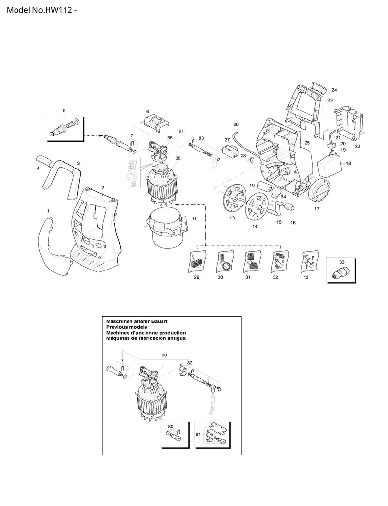 HW112 Ersatzteile | Hochdruckreiniger 230 V | Ersatzteilliste