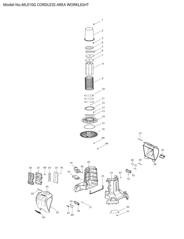 ML010G Ersatzteile | LED-Flächenbeleuchtung 40 V | Ersatzteilliste