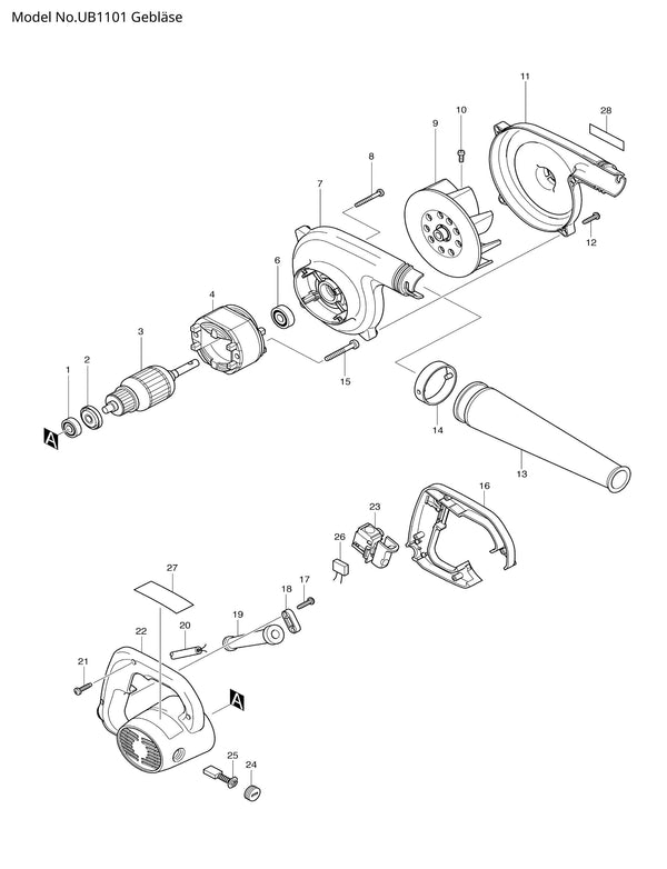 UB1101 Ersatzteile | Gebläse 230 V | Ersatzteilliste