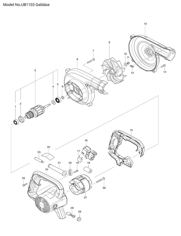 UB1103 Ersatzteile | Gebläse 230 V | Ersatzteilliste