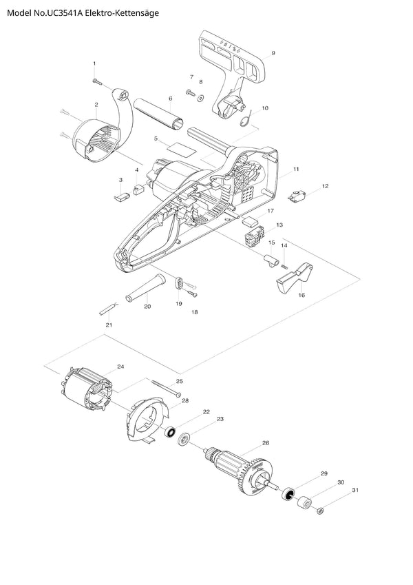 UC3541A Ersatzteile | Elektro Kettensäge 230 V | Ersatzteilliste