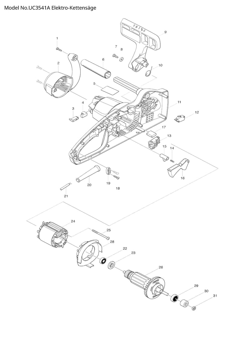 UC3541A Ersatzteile | Elektro Kettensäge 230 V | Ersatzteilliste