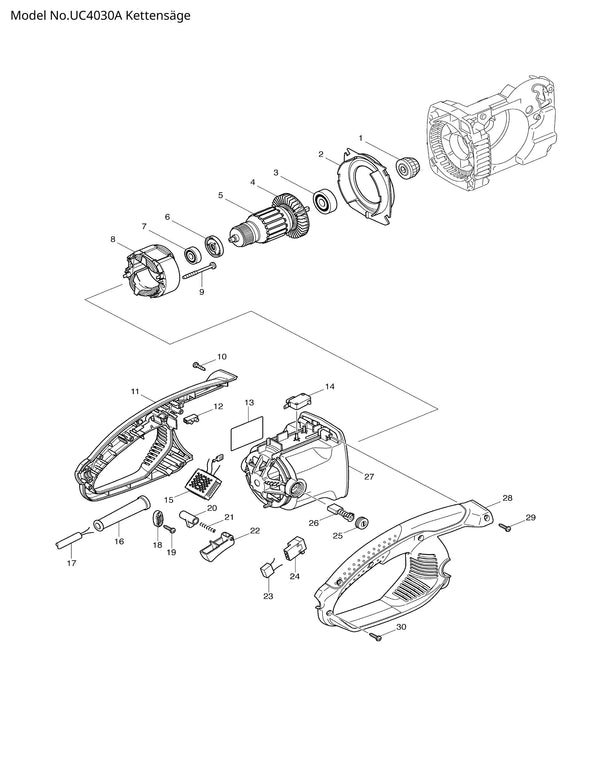 UC4030A Ersatzteile | Elektro-Kettensäge 230 V | Ersatzteilliste