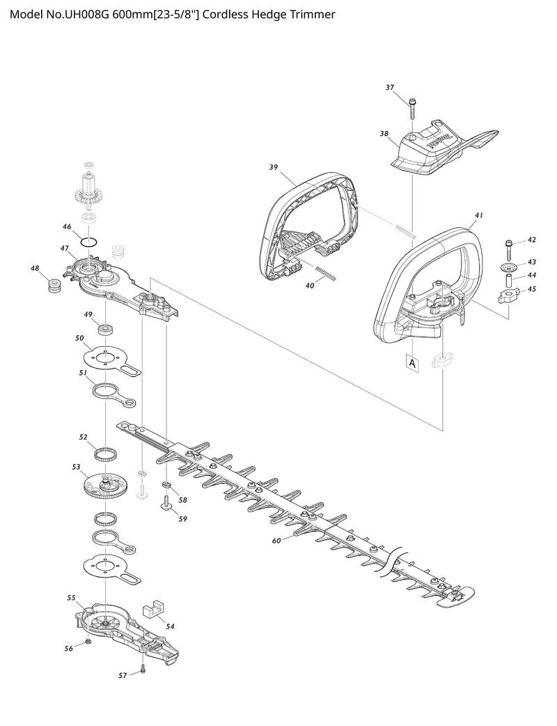 UH008G Ersatzteile | Akku-Heckenschere 40 V | Ersatzteilliste