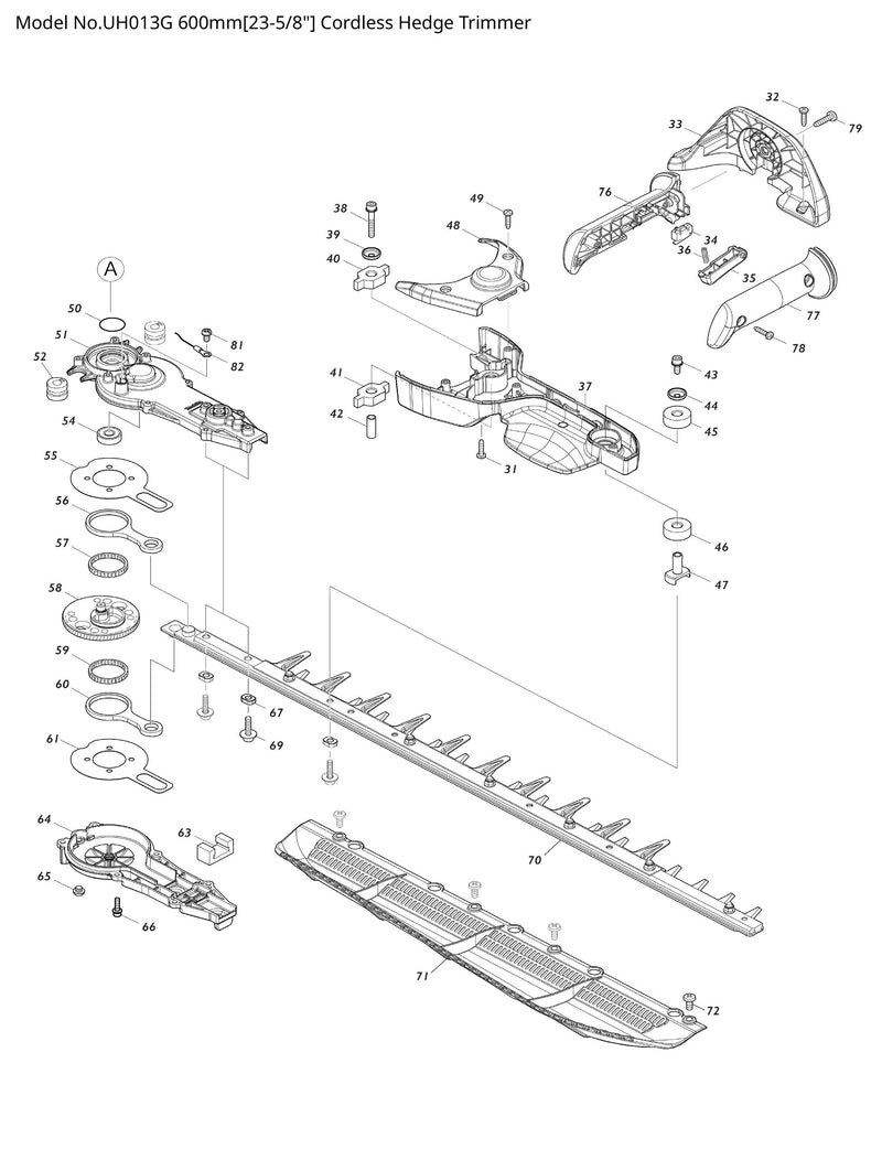 UH013G Ersatzteile | Akku-Heckenschere 40 V | Ersatzteilliste