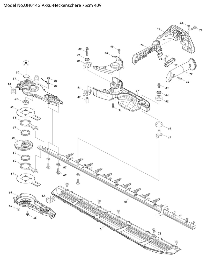 UH014G Ersatzteile | Akku-Heckenschere 40 V | Ersatzteilliste