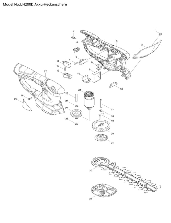 UH200D Ersatzteile | Akku-Heckenschere 10,8 V | Ersatzteilliste