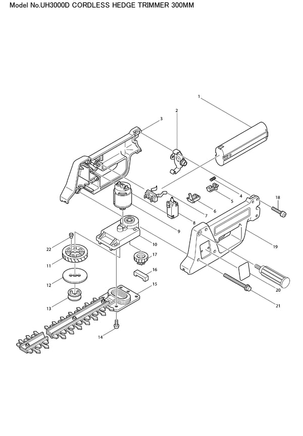 UH3000D Ersatzteile | Akku-Heckenschere 7,2 V | Ersatzteilliste