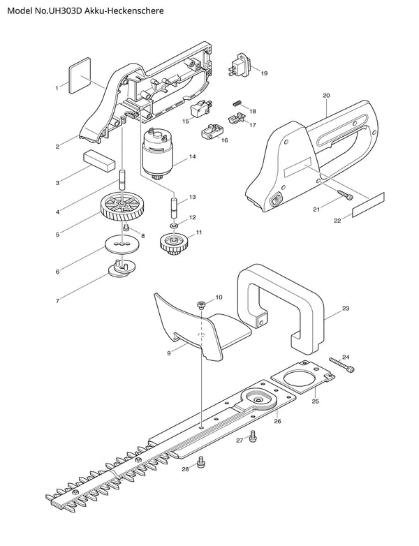 UH303D Ersatzteile | Akku-Heckenschere 12 V | Ersatzteilliste