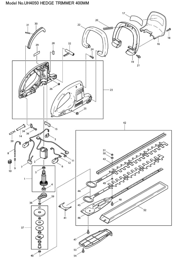 UH4050 Ersatzteile | Heckenschere 230 V | Ersatzteilliste