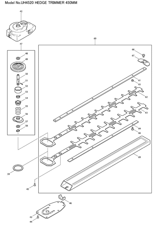 UH4520 Ersatzteile | Heckenschere 230 V | Ersatzteilliste