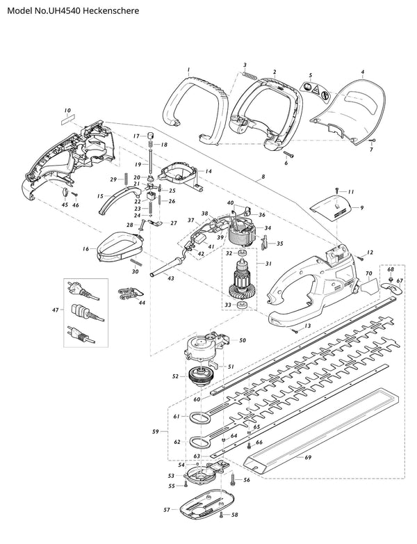 UH4540 Ersatzteile | Heckenschere 230 V | Ersatzteilliste