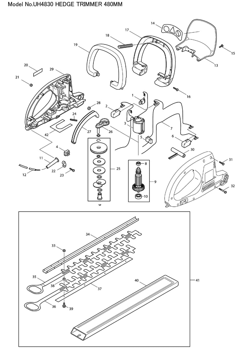 UH4830 Ersatzteile | Heckenschere 230 V | Ersatzteilliste