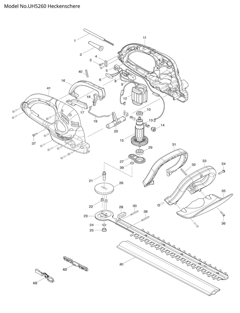 UH5570 Ersatzteile | Heckenschere 230 V | Ersatzteilliste