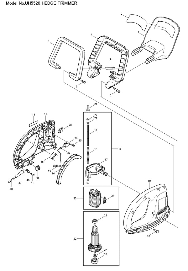 UH5520 Ersatzteile | Heckenschere 230 V | Ersatzteilliste