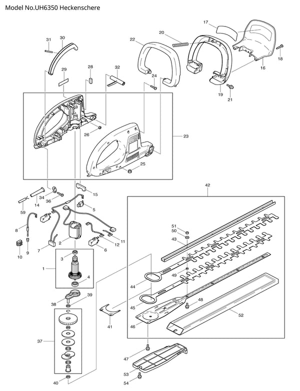 UH6350 Ersatzteile | Heckenschere 230 V | Ersatzteilliste